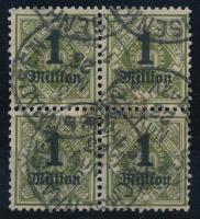 Német államok - Württemberg 1923 Mi 179 4-es tömbben (Mi EUR 128.-) (olajos folt / greasy spot)