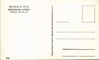 1947 Budapest, Margit híd újjáépítésének emlékére, munkások, daru (EK)