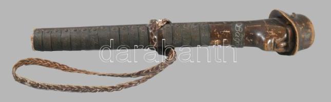 1940 Erdélyi bevonulás alatt használt katonai sétabot faragott fa vége, rajta a felszabadított telep...