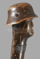 1940 Erdélyi bevonulás alatt használt katonai sétabot faragott fa vége, rajta a felszabadított telep...