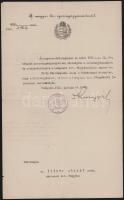 1928 Bp., Pesthy Pál (1873-1952) igazságügy-miniszter aláírása áthelyezési okmányon