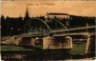 1918 Galgóc, Hlohovec; Vág híd, Gróf Erdődy kastély. Brody Simon kiadása / Váh bridge, castle + &quo...