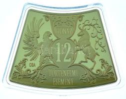 Csontos Attila DN "1956-os forradalom / 12 hónap történelmi esemény" aranyozott Cu emlékérem kapszulában (42x31mm) T:PP