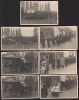 cca 1935-1940 Németországi temetés felvételei, gyászmenet zenekarral és díszes hintóval, 7 db fotólap, 8,5x13,5 cm