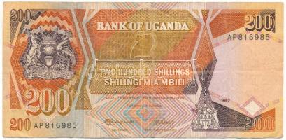 Uganda 1987. 200Sh "AP816985" T:F Uganda 1987. 200 Shillings "AP816985" C:F Krause P#32a