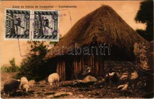 1940 Cochabamba, Casa de Indios en Incacorral. L. Bazoberri / Indian house, folklore. TCV card (fa)