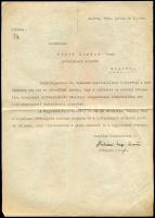 1942 Sopron, Sopronvármegye és Sopron sz. kir. thj. város főispánja fejléces levélpapírjára írt levél, Takácsi Nagy András főispáni titkár aláírásával