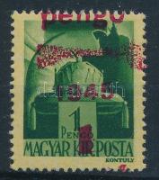 1945 Kisegítő 1P/1P elcsúszott felülnyomással, festékcsíkkal / with shifted overprint, paint spot