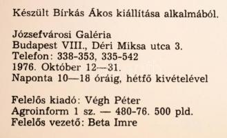 Art-Museum-Art 1. / Művészet-Múzeum-Művészet. Birkás Ákos kiállítási katalógus. Bp., 1976, Józsefvár...