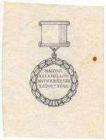 "Magyar Ellenállók, Antifasiszták Szövetsége" kitüntetés/jelvény terv, pauszpapír, jelzés nélkül, 10x8 cm