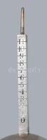 Antik ezüst (Ag) hidrometer, jelzett, 22g, kissé sérült fa tokjában, h: 10 cm /// Antique silver (Ag...
