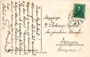 1939 A Szent Korona felajánlása. A képeslap címzettje dr. Prokopp Gyula (1903-1983) levéltáros, járá...