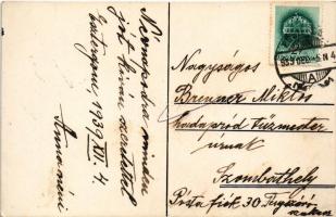 1939 Mickey egerek táncolnak, zongoráznak, egyedi kézzel festett művészlap / Mickey mouses dancing a...