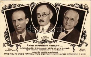 1938 Felvidék visszacsatolásának emlékére. Áldott anyaföldünk visszajött... Vitéz Imrédy Béla, Gróf ...