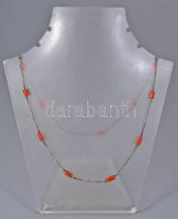 Antik ezüst (Ag) nyaklánc, korall szemekkel, jelzett, bruttó 4,9g