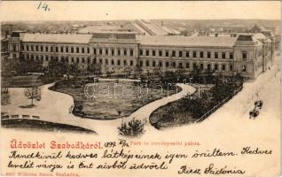 1899 Szabadka, Subotica; Park és Törvényszéki palota. Wilheim Samu kiadása / park, court (EK)