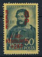 1945 Béke 8P/50f elcsúszott felülnyomással, lemezhiba a "B" betűben