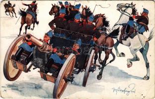 1913 WWI Austro-Hungarian K.u.K. military art postcard, humour. B.K.W.I. 441-6. s: Schönpflug (EB)