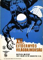 1974 Szolnok, XII. Ejtőernyős Világbajnokság reklámlap. Teszár József kiadása / 12th FAI World Parac...