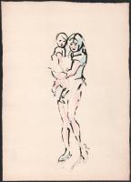 Barta Mária (1897-1969): 3 db akvarell, papír. Egyik jelzett, 29,5x21,5 és 24x33,5 cm közötti mérete...