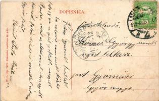 1912 Zagreb, Zágráb; Jurisiceva ulica / Jurisics utca, villamos, üzletek. W.L. Bp. 7472. / street vi...