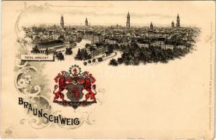 Braunschweig, Totalansicht. Heraldische Postkarte No. 5. F. Astholz / view, coat of arms. Art Nouvea...