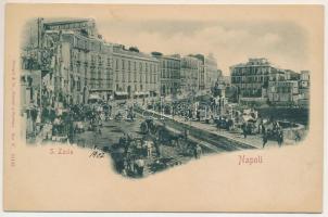 Napoli, Naples; Strada Santa Lucia. Stengel &amp; Co. 11142. / street, market. Emb