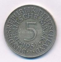 Német Szövetségi Köztársaság 1951J 5M Ag T:XF,VF patina Federal Republic of Germany 1951J 5 Mark Ag C:XF,VF patina Krause KM#112