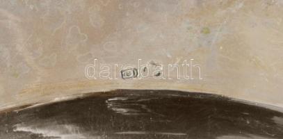 Monogramos ezüst (Ag) tál, dianás jelzéssel, ajándékozási vésettel d: 24 cm, 516g