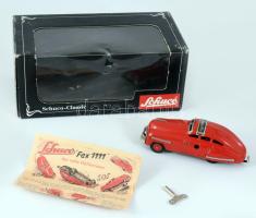 Schuco FEX 1111 felhúzhatós, mechanikus fém játékautó, Magyarországon gyártott. Eredeti dobozában, kulccsal, szép, működő állapotban.