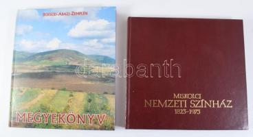 Borsod-Abaúj-Zemplén Megyekönyv. Szerk.: Viga Gyula. Miskolc, 1994, Borsod-Abaúj-Zemplén megyei Közgyűlés. Gazdag képanyaggal illusztrált. Kiadói kartonált papírkötés. + Miskolci Nemzeti színház 1823-1973. Szerk.: Katona Ferenc. H.n., 1973, Magyar Színházi Intézet. Gazdag fekete-fehér képanyaggal illusztrált kötet. Kiadói kartonált kötés.