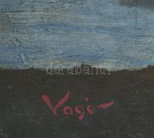 Vágó Pál (1853-1928): Lovas a Tisza partján. Olaj, vászon, jelezve balra lent: Vágó, jelezve jobbra ...