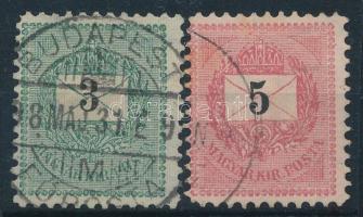 1889 Feketeszámú 3kr és 5kr 11 1/2 fogazással (25.000)
