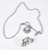 Retro koponyás medál és kulcstartó, orvosi acél