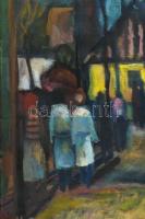 Kecskeméti István (1932-2006): Piac. Olaj, vászon. Jelezve balra lent. Fakeretben. 100x90 cm