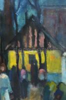 Kecskeméti István (1932-2006): Piac. Olaj, vászon. Jelezve balra lent. Fakeretben. 100x90 cm