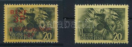 1945 Béke 3P/20f felülnyomás nélkül, csak alapnyomattal! (erős betapadás) + támpéldány / Mi 774 miss...