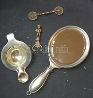 Kis alpakka tétel: kézitükör, szűrő, sörnyitó, stb.