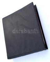 25 lapos, 100 férőhelyes újszerű állapotú műanyag levélberakó, fekete gyűrűs borítóval, tokkal