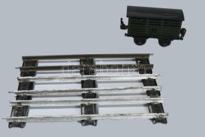 Retro német 0-ás állatszállító kocsi, 3 darab sínnel.