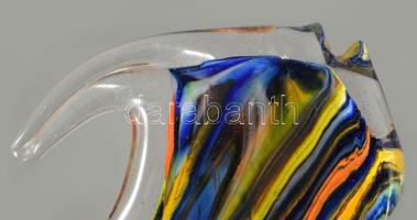 Joska anyagában színezett üveghal asztaldísz, hibátlan, m: 11,5 cm
