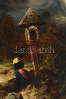 Böhm Pál (1839-1905): Hegyvidéki táj anyával és gyermekével, 1888. Olaj, fatábla. Jelezve balra lent...