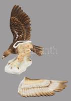 Art deco pár, színezett üveg szobor, m: 44 cm