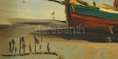 Antik képkeret, benne olajfestmény, 9x12 cm, 17x20 cm