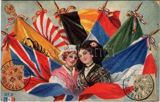 1922 French ladies with flags. TCV card (EK)