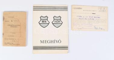 cca 1960-1985 Vegyes katonai iratok: bevonulási parancs, gépjármű-parancsnoki igazolvány, meghívók, ...