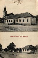 1912 Mosonszentmiklós, Moson-Szt.-Miklós; templom, iskola. Fogyasztási szövetkezet kiadása (EK)