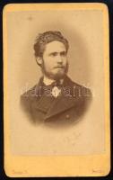 cca 1880 Férfiportré, keményhátú fotó Csonka budapesti műterméből, 10,5×6,5 cm