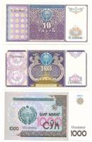 Üzbegisztán 1994. 10S + 100S + 2001. 1000S T:UNC,AU Uzbekistan 1994. 10 So'm + 100 So'm + 2001. 1000 So'm C:UNC,AU Krause P#76, P#79, P#82