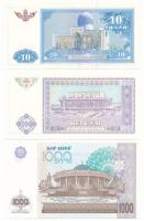 Üzbegisztán 1994. 10S + 100S + 2001. 1000S T:UNC,AU
Uzbekistan 1994. 10 So'm + 100 So'm +...